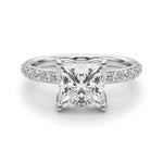 LUMEO Princess Hidden Halo Diamond Engagement Ring Angle View in Platinum 