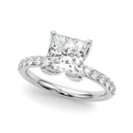 LUMEO Princess Hidden Halo Diamond Engagement Ring Front View in Platinum 