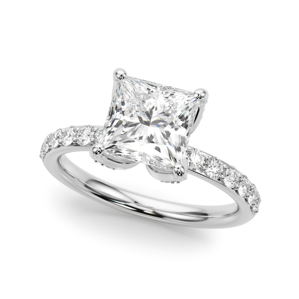 LUMEO Princess Hidden Halo Diamond Engagement Ring Front View in Platinum 
