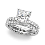 LUMEO Princess Hidden Halo Diamond Engagement Ring Set in Platinum 
