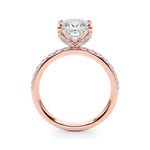 LUMEO Princess Hidden Halo Diamond Engagement Ring Side View in 18k Solid Rose Gold 