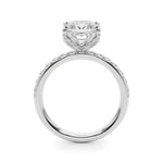 LUMEO Princess Hidden Halo Diamond Engagement Ring Side View in Platinum 