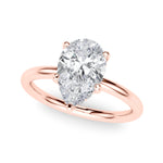 LUMEO Pear Hidden Halo Diamond Engagement Ring Front View in 18k Solid Rose Gold 