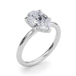LUMEO Pear Hidden Halo Diamond Engagement Ring Angle View in Platinum 