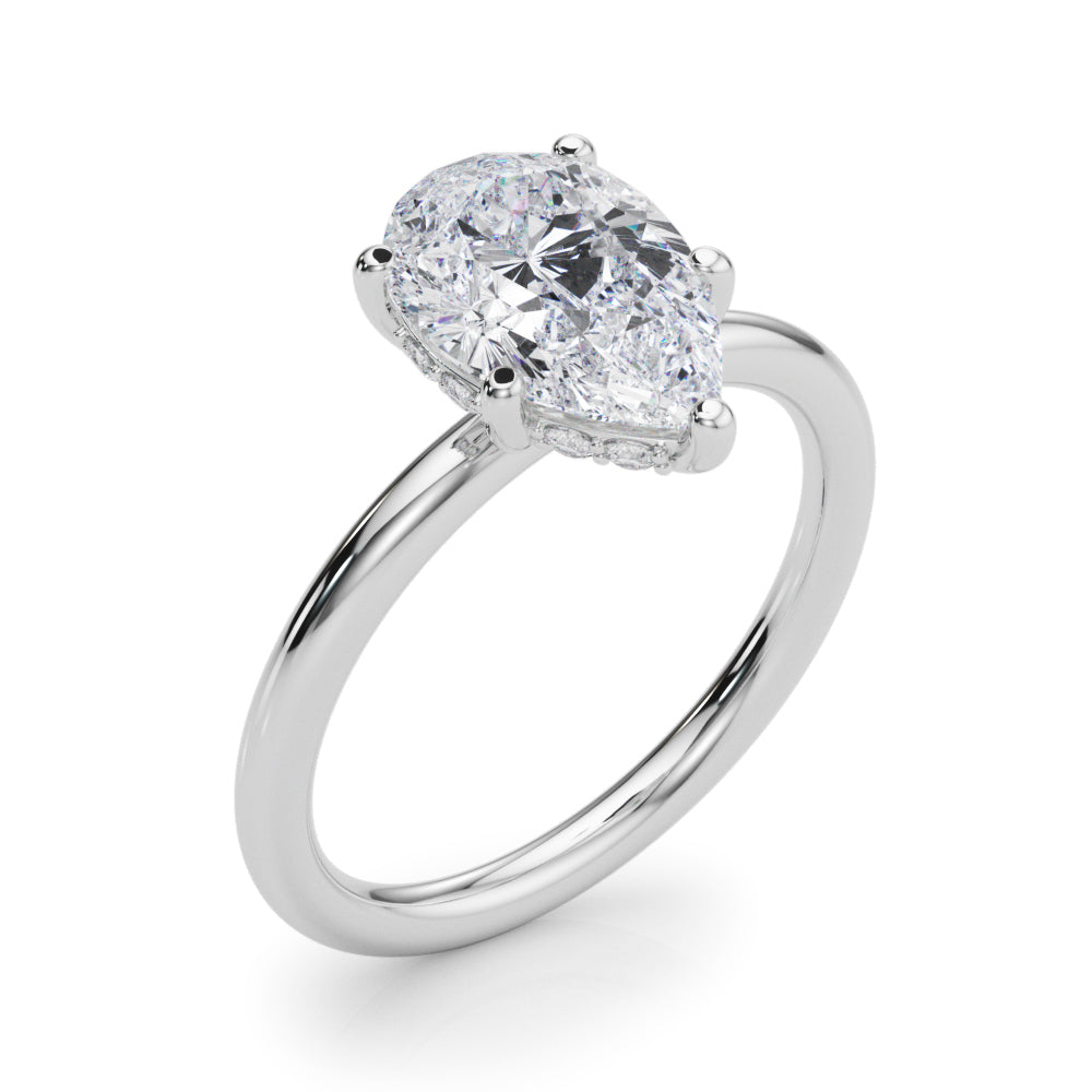 LUMEO Pear Hidden Halo Diamond Engagement Ring Angle View in Platinum 