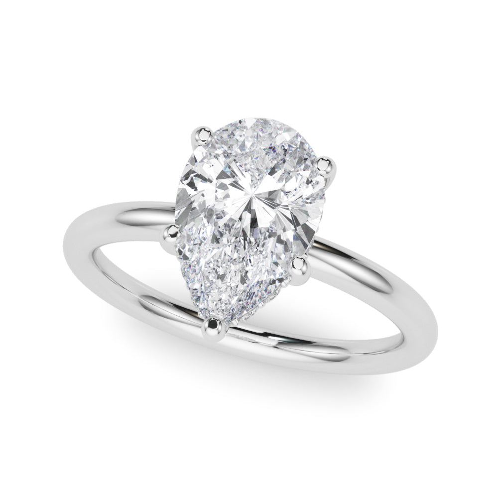 LUMEO Pear Hidden Halo Diamond Engagement Ring Front View in Platinum 