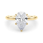 LUMEO Pear Hidden Halo Diamond Engagement Ring Set in 18k Solid Yellow Gold 