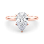 LUMEO Pear Hidden Halo Diamond Engagement Ring Set in 18k Solid Rose Gold 