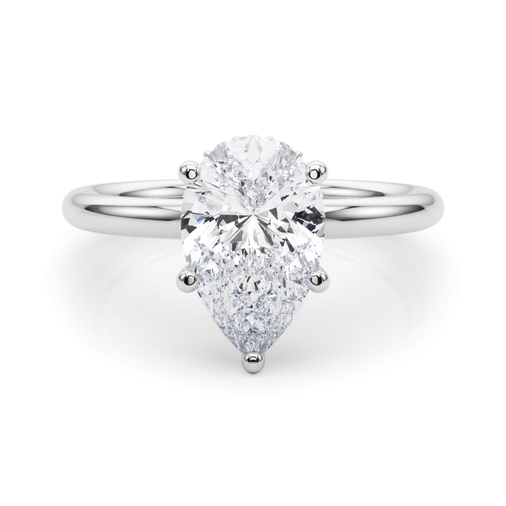 LUMEO Pear Hidden Halo Diamond Engagement Ring Set in Platinum 