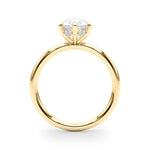 LUMEO Pear Hidden Halo Diamond Engagement Ring Side View in 18k Solid Yellow Gold 