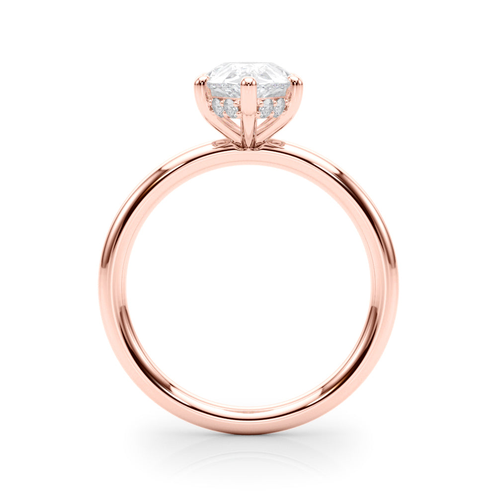 LUMEO Pear Hidden Halo Diamond Engagement Ring Side View in 18k Solid Rose Gold 