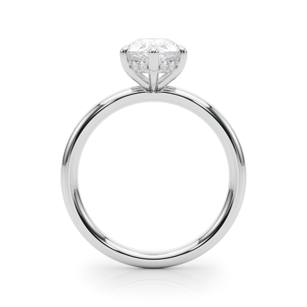 LUMEO Pear Hidden Halo Diamond Engagement Ring Side View in Platinum 