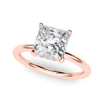 LUMEO Princess Hidden Halo Diamond Engagement Ring Front View in 18k Solid Rose Gold 