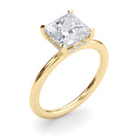 LUMEO Princess Hidden Halo Diamond Engagement Ring Angle View in 18k Solid Yellow Gold 