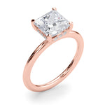 LUMEO Princess Hidden Halo Diamond Engagement Ring Angle View in 18k Solid Rose Gold 