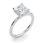 LUMEO Princess Hidden Halo Diamond Engagement Ring Angle View in Platinum 