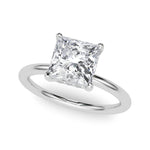LUMEO Princess Hidden Halo Diamond Engagement Ring Front View in Platinum 