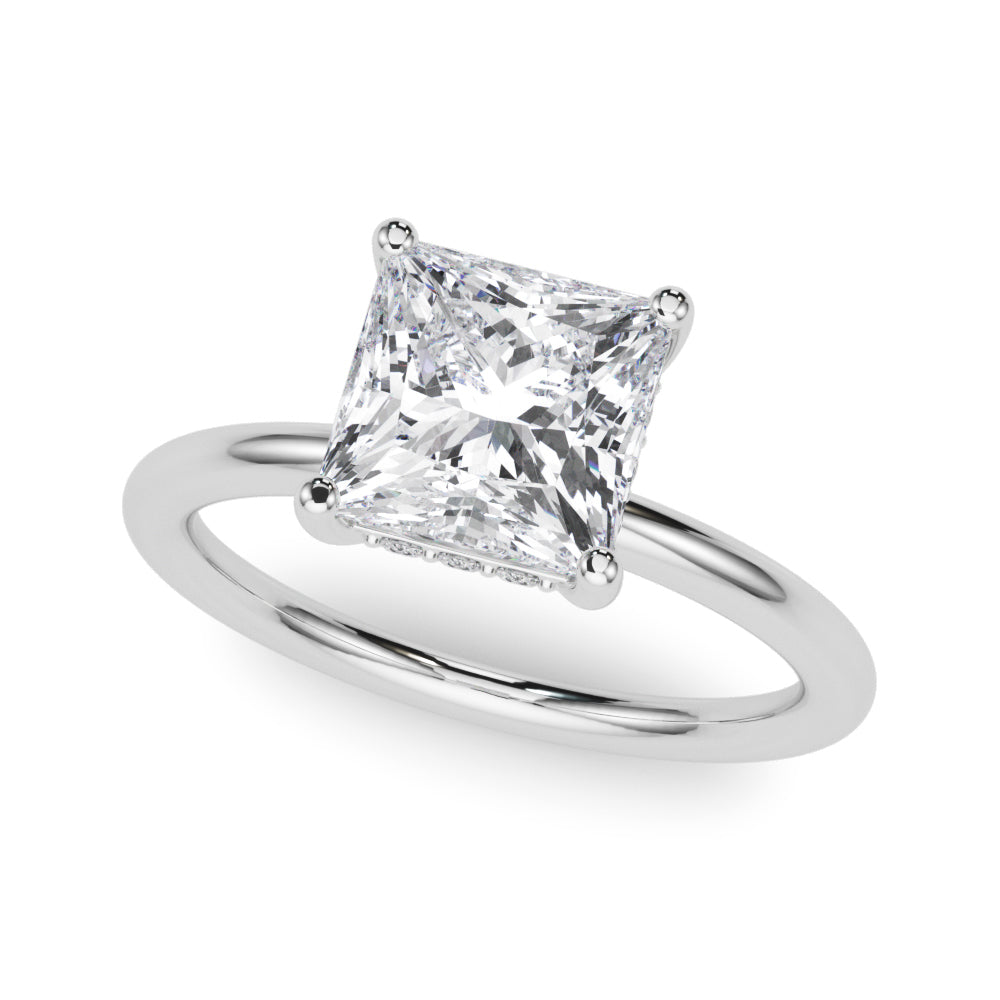 LUMEO Princess Hidden Halo Diamond Engagement Ring Front View in Platinum 