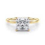 LUMEO Princess Hidden Halo Diamond Engagement Ring Set in 18k Solid Yellow Gold 