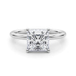 LUMEO Princess Hidden Halo Diamond Engagement Ring Set in Platinum 