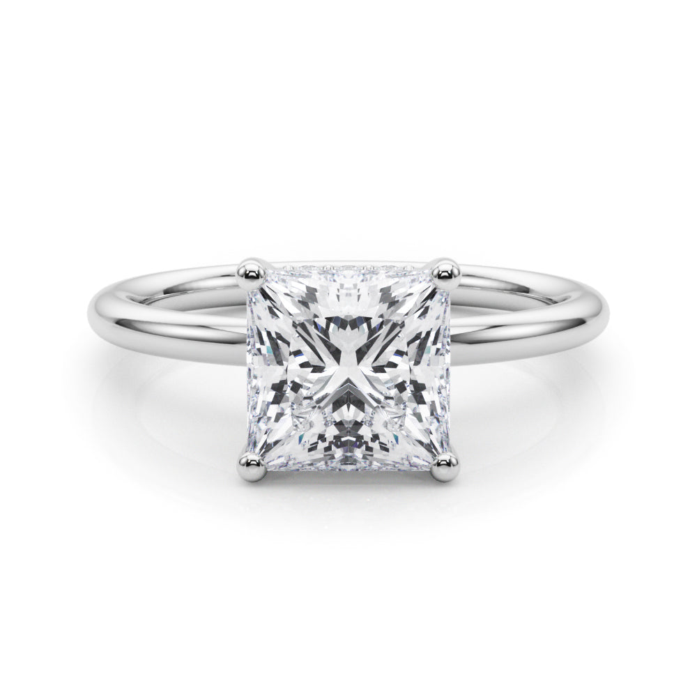 LUMEO Princess Hidden Halo Diamond Engagement Ring Set in Platinum 