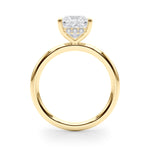 LUMEO Princess Hidden Halo Diamond Engagement Ring Side View in 18k Solid Yellow Gold 