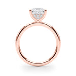 LUMEO Princess Hidden Halo Diamond Engagement Ring Side View in 18k Solid Rose Gold 
