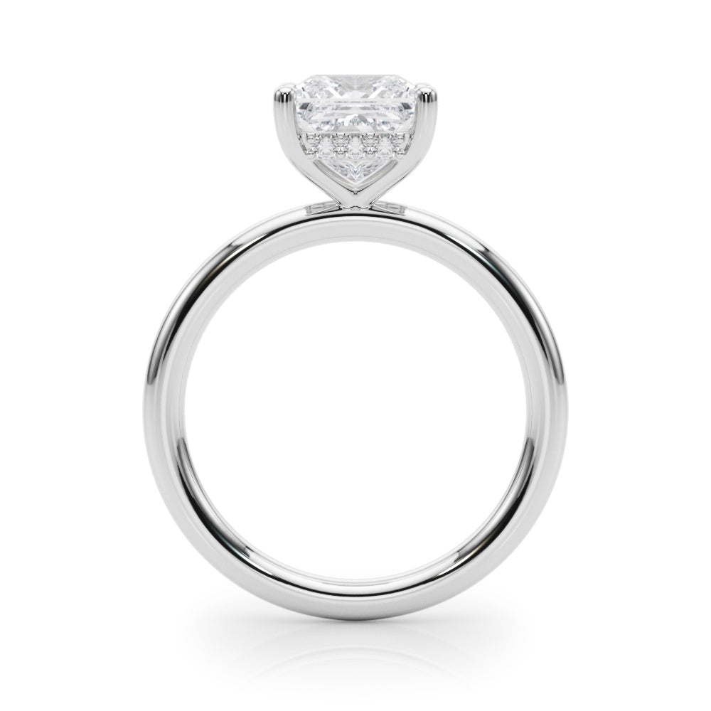 LUMEO Princess Hidden Halo Diamond Engagement Ring Side View in Platinum 