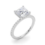 LUMEO Princess Hidden Halo Diamond Engagement Ring Angle View in Platinum 