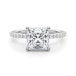 LUMEO Princess Hidden Halo Diamond Engagement Ring Set in Platinum 