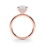 LUMEO Princess Hidden Halo Diamond Engagement Ring Side View in 18k Solid Rose Gold 