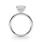 LUMEO Princess Hidden Halo Diamond Engagement Ring Side View in Platinum 