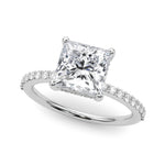 LUMEO Princess Hidden Halo Diamond Engagement Ring Front View in Platinum 