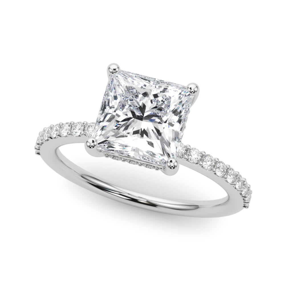 LUMEO Princess Hidden Halo Diamond Engagement Ring Front View in Platinum 