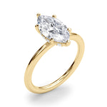 LUMEO Marquise Hidden Halo Diamond Engagement Ring Angle View in 18k Solid Yellow Gold 