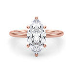 LUMEO Marquise Hidden Halo Diamond Engagement Ring Set in 18k Solid Rose Gold 
