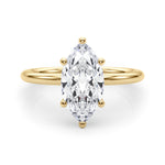LUMEO Marquise Hidden Halo Diamond Engagement Ring Set in 18k Solid Yellow Gold 