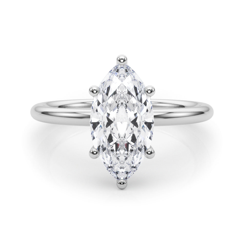 LUMEO Marquise Hidden Halo Diamond Engagement Ring Set in Platinum 