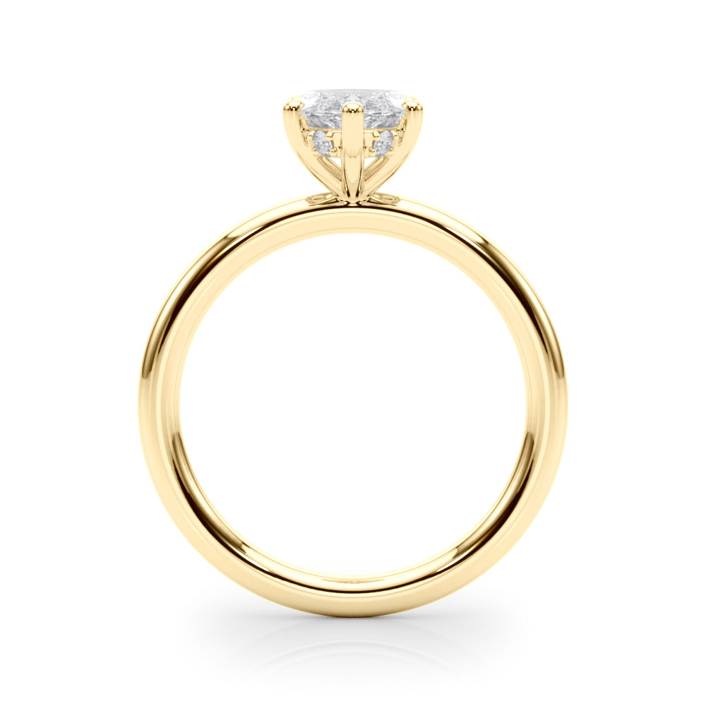 LUMEO Marquise Hidden Halo Diamond Engagement Ring Side View in 18k Solid Yellow Gold 