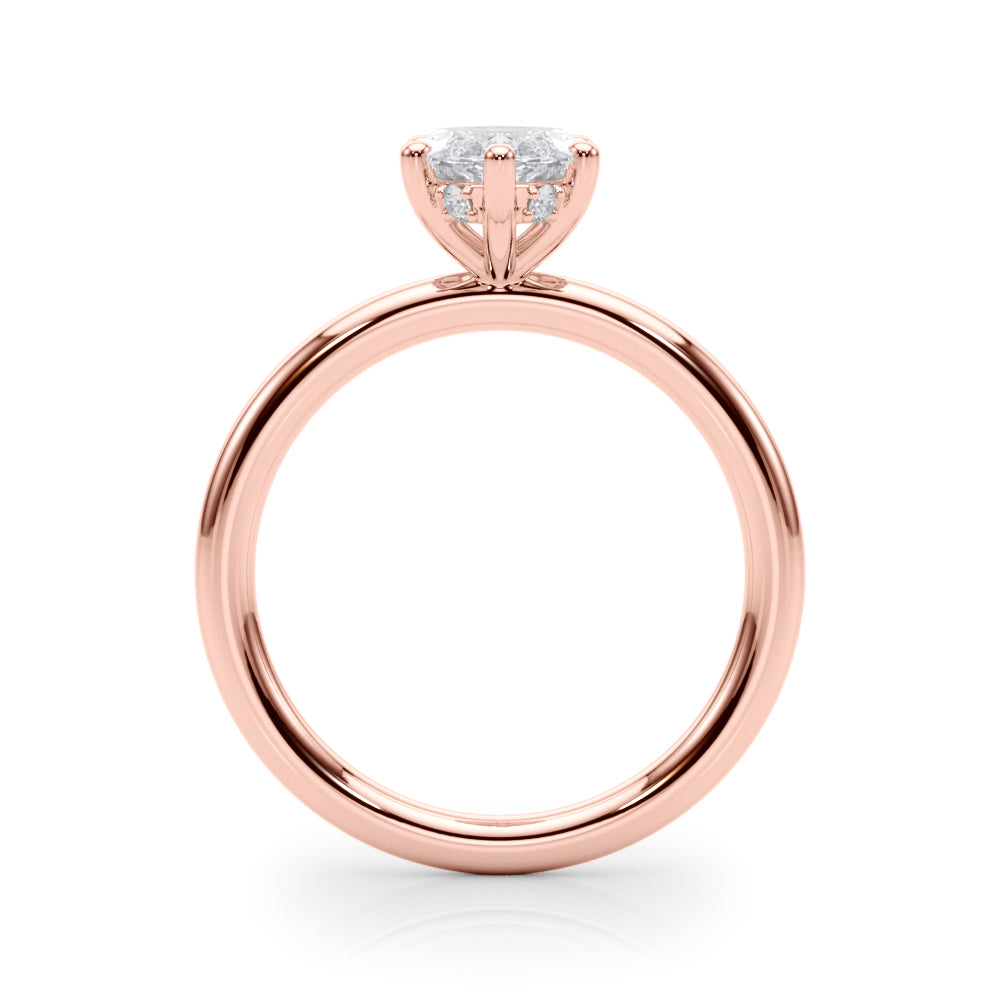 LUMEO Marquise Hidden Halo Diamond Engagement Ring Side View in 18k Solid Rose Gold 