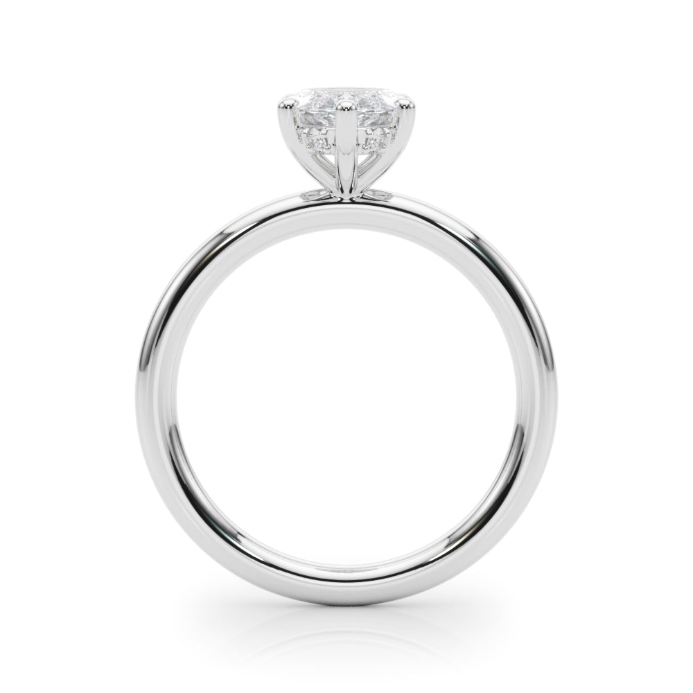 LUMEO Marquise Hidden Halo Diamond Engagement Ring Side View in Platinum 