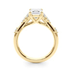 LUMEO Emerald Cluster Diamond Engagement Ring front view in 18k Solid Yellow Gold 