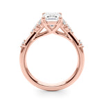 LUMEO Emerald Cluster Diamond Engagement Ring front view in 18k Solid Rose Gold 