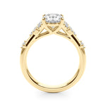 LUMEO Oval Cluster Diamond Engagement Ring Side View in 18k Solid Yellow Gold 