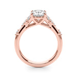 LUMEO Oval Cluster Diamond Engagement Ring Side View in 18k Solid Rose Gold 