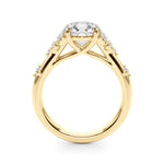 LUMEO Round Cluster Diamond Engagement Ring Side View in 18k Solid Yellow Gold 