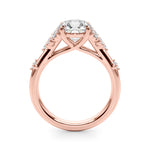 LUMEO Round Cluster Diamond Engagement Ring Side View in 18k Solid Rose Gold 