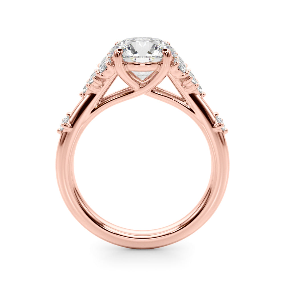 LUMEO Round Cluster Diamond Engagement Ring Side View in 18k Solid Rose Gold 