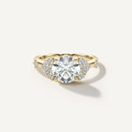 LUMEO Round Cluster Diamond Engagement Ring Front view in 18k Solid Yellow Gold 