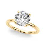 LUMEO Round Hidden Halo Diamond Engagement Ring Front View in 18k Solid Yellow Gold 